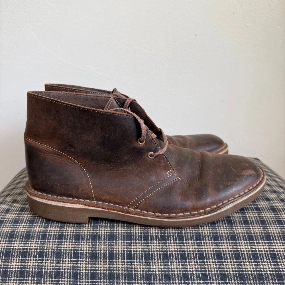 Clarks Bushacre 2 Leather Chukka Desert Boot Size 8.5 Dark Brown